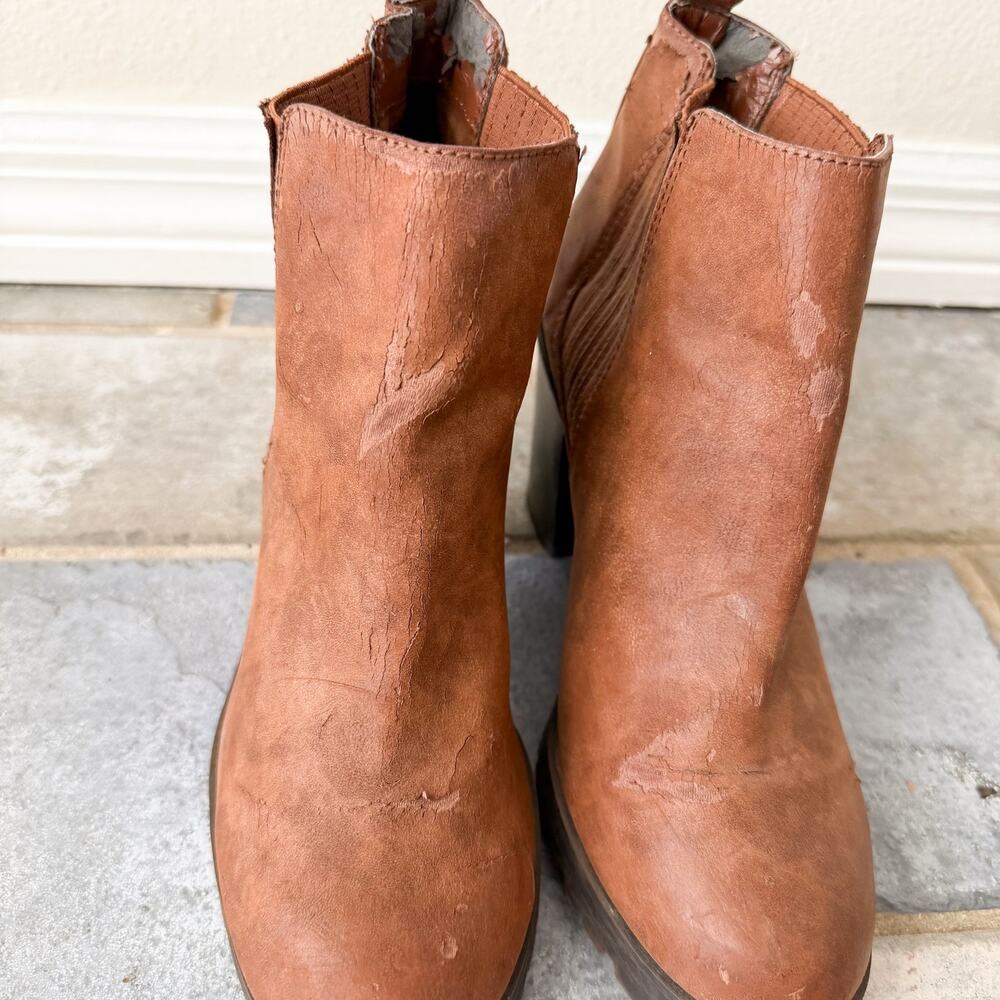 Sam & Libby Brown Chelsea Ankle Boots Womens Chunky Heel Booties 9 - Picture 3 of 7